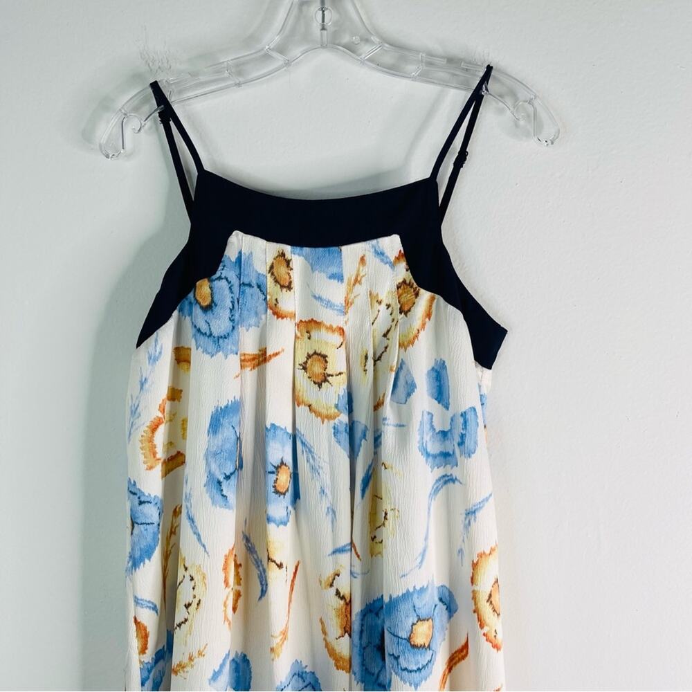 NEW Skylar & Jade white blue yellow floral watercolor pleated maxi dress medium - Picture 2 of 8